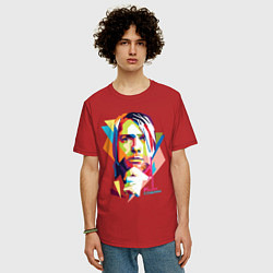 Футболка оверсайз мужская Kurt Cobain: Colors, цвет: красный — фото 2