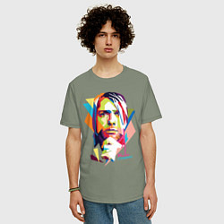 Футболка оверсайз мужская Kurt Cobain: Colors, цвет: авокадо — фото 2