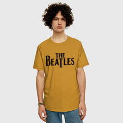 Футболка оверсайз мужская The Beatles, цвет: горчичный — фото 2