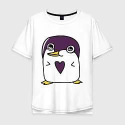 Футболка оверсайз мужская Нарисованный пингвин, цвет: белый