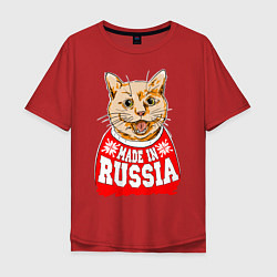 Мужская футболка оверсайз Made in Russia: киса