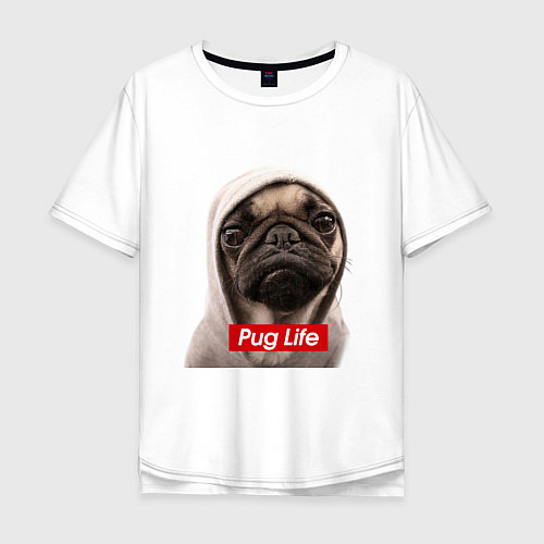 Мужская футболка оверсайз Pug life / Белый – фото 1