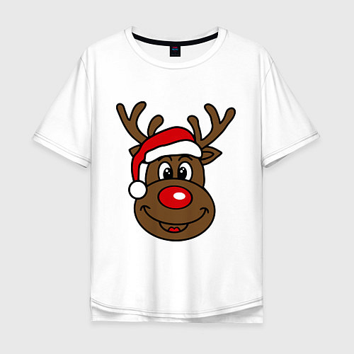Мужская футболка оверсайз Рождественский олень / Белый – фото 1