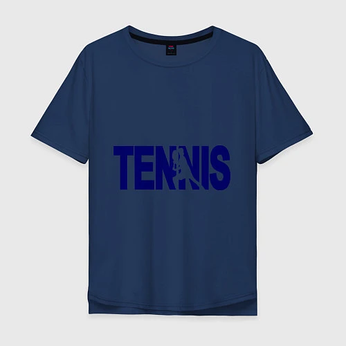 Мужская футболка оверсайз Tennis / Тёмно-синий – фото 1