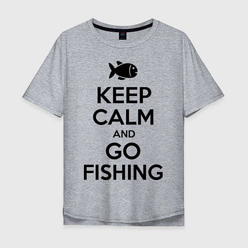 Мужская футболка оверсайз Keep Calm & Go fishing / Меланж – фото 1