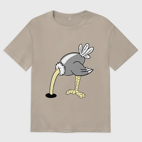 Мужская футболка оверсайз Влюбленный страус: для него / Миндальный – фото 1