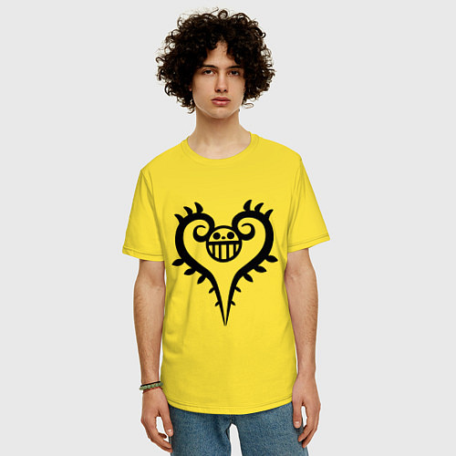 Мужская футболка оверсайз Знак Трафальгара Ло / Желтый – фото 3