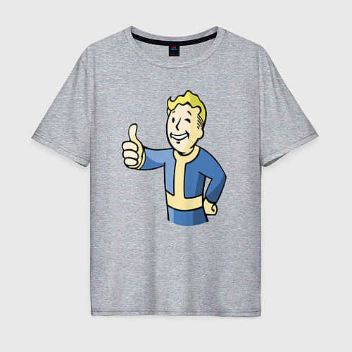 Мужская футболка оверсайз Fallout vault boy / Меланж – фото 1