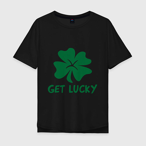 Мужская футболка оверсайз Get lucky / Черный – фото 1