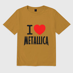 Футболка оверсайз мужская I love Metallica, цвет: горчичный