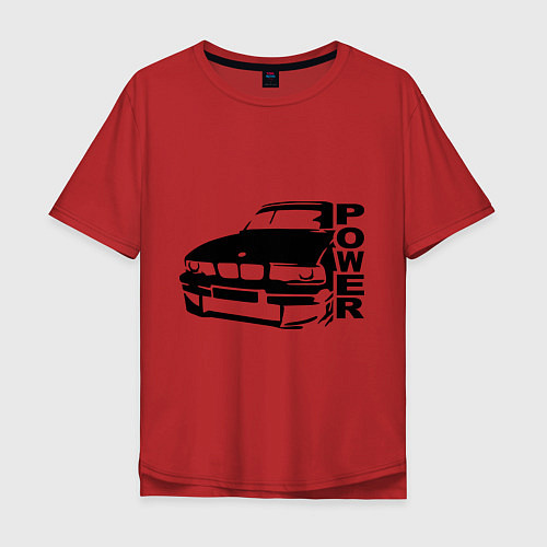 Мужская футболка оверсайз BMW Power / Красный – фото 1
