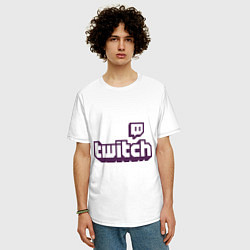 Футболка оверсайз мужская Twitch Logo, цвет: белый — фото 2