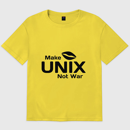 Мужская футболка оверсайз Make unix, not war / Желтый – фото 1