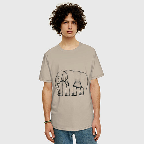 Мужская футболка оверсайз Сколько ног у слона / Миндальный – фото 3