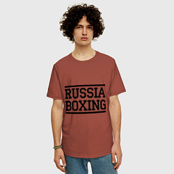 Футболка оверсайз мужская Russia boxing, цвет: кирпичный — фото 2