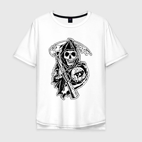 Мужская футболка оверсайз Sons Of Anarchy: Death / Белый – фото 1