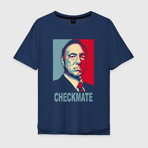 Мужская футболка оверсайз Checkmate Spacey / Тёмно-синий – фото 1