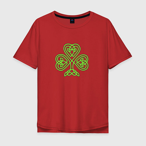 Мужская футболка оверсайз Celtic сlover / Красный – фото 1