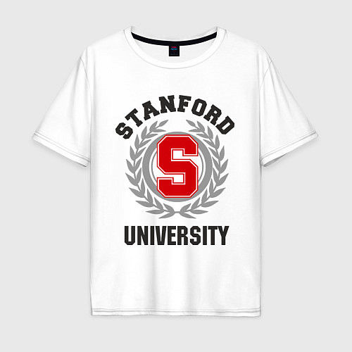 Мужская футболка оверсайз Stanford University / Белый – фото 1