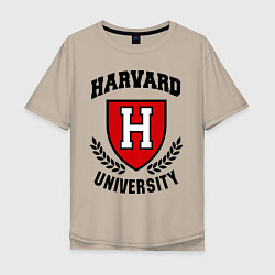 Футболка оверсайз мужская Harvard University, цвет: миндальный