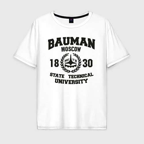 Мужская футболка оверсайз BAUMAN University / Белый – фото 1