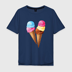 Футболка оверсайз мужская Мороженое, цвет: тёмно-синий