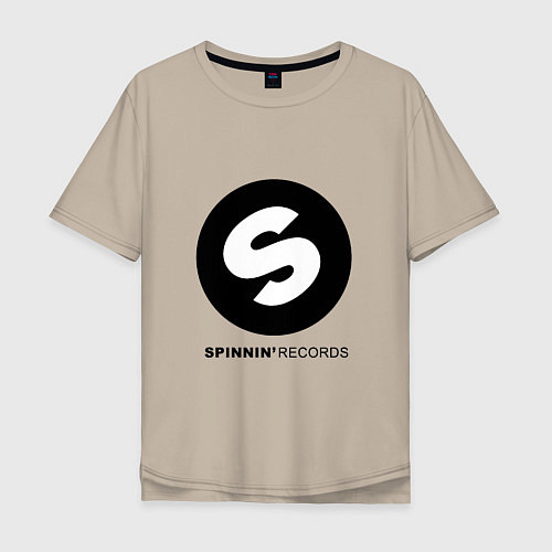 Мужская футболка оверсайз Spinnin records / Миндальный – фото 1