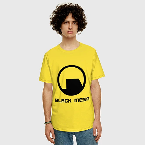 Мужская футболка оверсайз Black Mesa: Logo / Желтый – фото 3