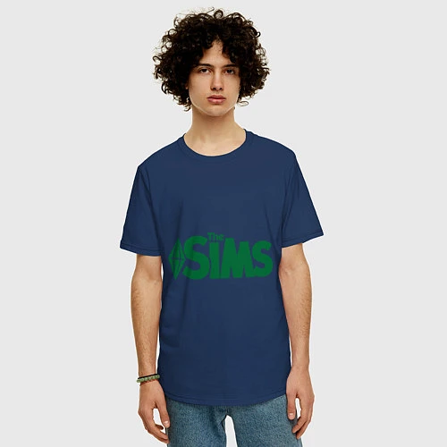 Мужская футболка оверсайз Sims / Тёмно-синий – фото 3