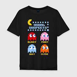 Футболка оверсайз мужская Pac-Man: Usual Suspects, цвет: черный