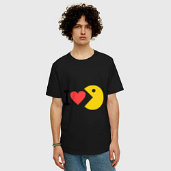 Футболка оверсайз мужская I love Packman, цвет: черный — фото 2