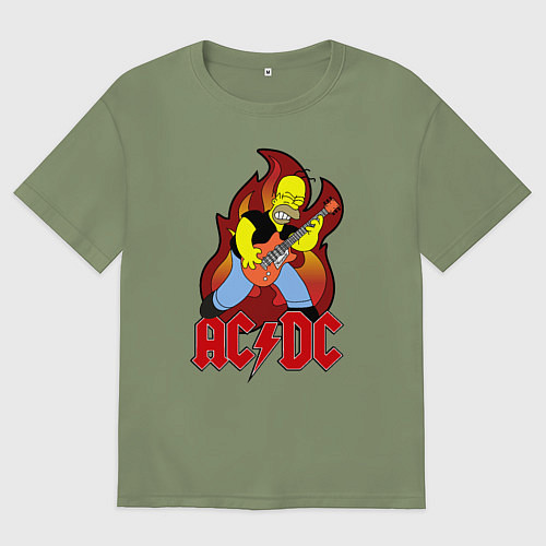 Мужская футболка оверсайз AC/DC Homer / Авокадо – фото 1