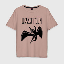 Футболка оверсайз мужская Led Zeppelin Swan, цвет: пыльно-розовый