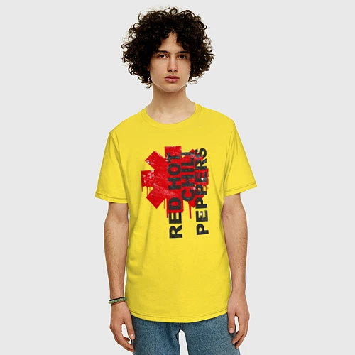 Мужская футболка оверсайз Red Hot Chili Peppers / Желтый – фото 3
