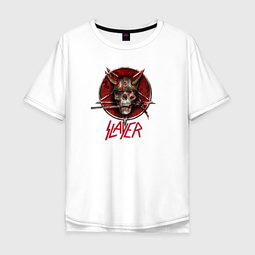 Мужская футболка оверсайз Slayer skull / Белый – фото 1
