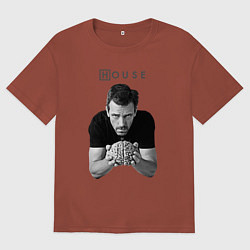 Футболка оверсайз мужская House Brain, цвет: кирпичный