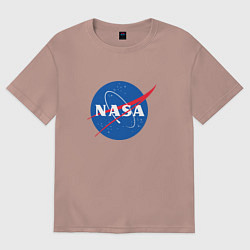 Футболка оверсайз мужская NASA: Logo, цвет: пыльно-розовый