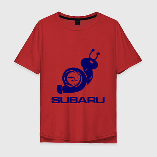 Мужская футболка оверсайз Subaru / Красный – фото 1