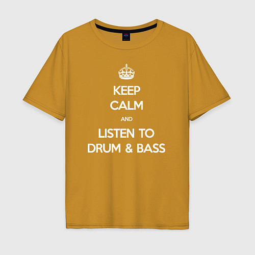 Мужская футболка оверсайз Keep Calm & Listen To Dnb / Горчичный – фото 1