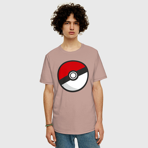 Мужская футболка оверсайз Pokeball / Пыльно-розовый – фото 3