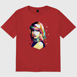 Футболка оверсайз мужская Taylor Swift Art, цвет: красный