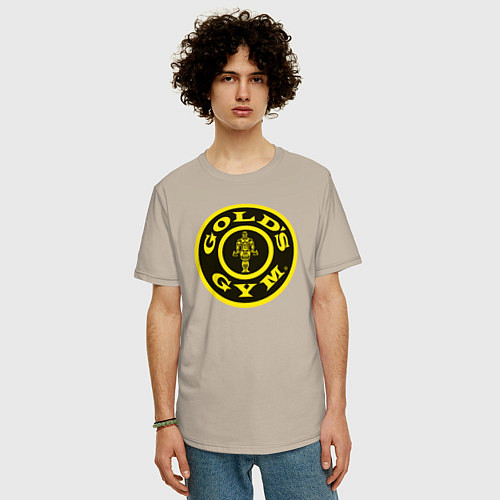 Мужская футболка оверсайз Gold's Gym / Миндальный – фото 3