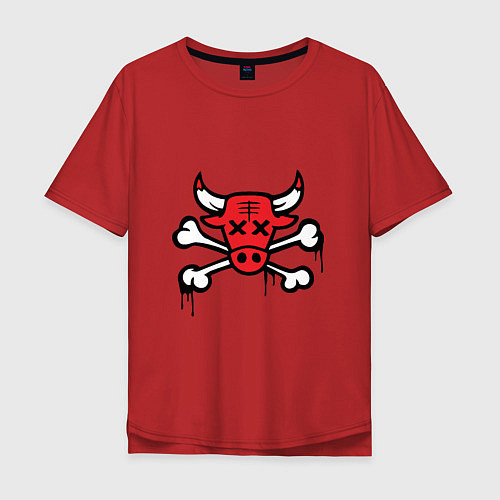 Мужская футболка оверсайз Chicago Bulls (череп) / Красный – фото 1