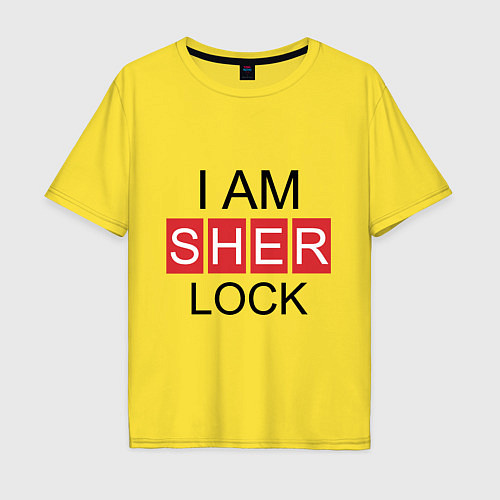Мужская футболка оверсайз I am Sherlock / Желтый – фото 1