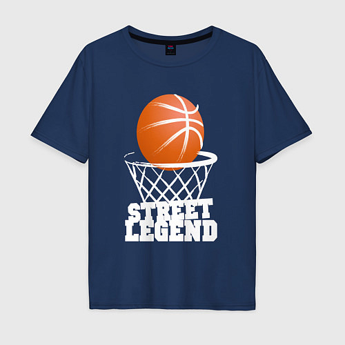Мужская футболка оверсайз Баскетбол / Тёмно-синий – фото 1