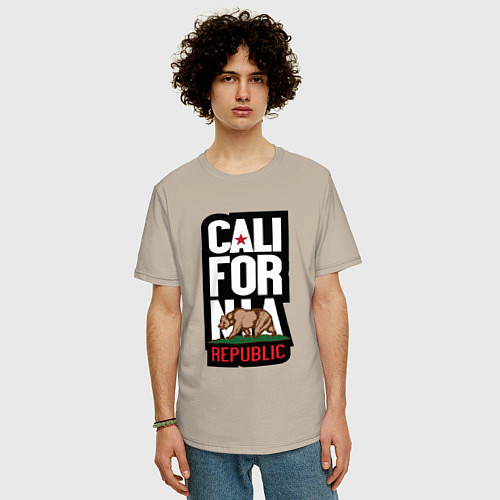 Мужская футболка оверсайз CALIFORNIA REPUBLIC / Миндальный – фото 3