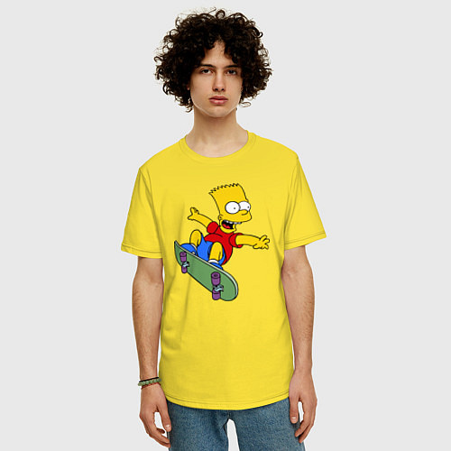 Мужская футболка оверсайз Барт на скейте / Желтый – фото 3