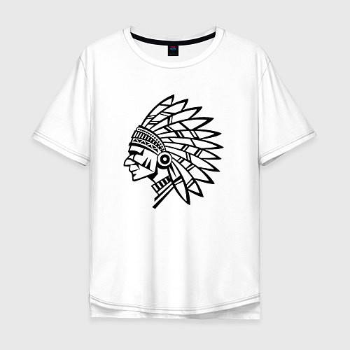 Мужская футболка оверсайз Индеец / Белый – фото 1