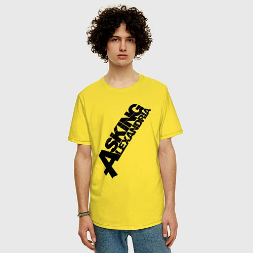 Мужская футболка оверсайз Asking Alexandria Logo / Желтый – фото 3