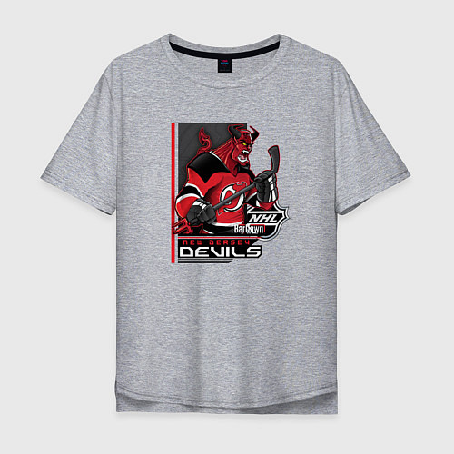 Мужская футболка оверсайз New Jersey Devils / Меланж – фото 1